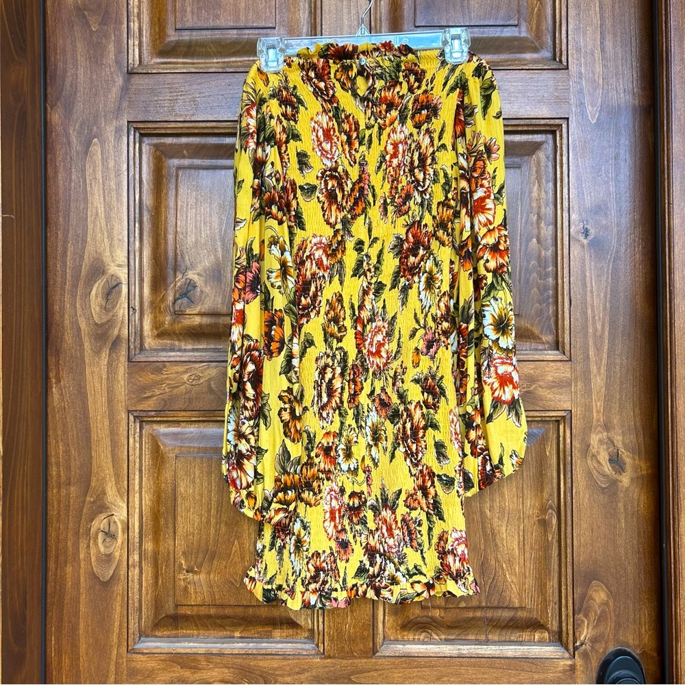 Olivaceous yellow floral Long Sleeve Sundress
